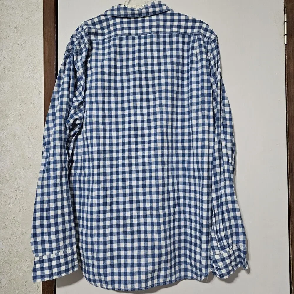 Polo Country Ralph Lauren Classic Fit Blue White Checks Plaid Large XL Vintage